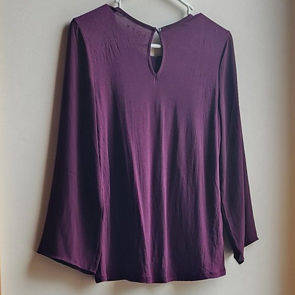 LOFT Deep Purple Lace Front Blouse Size XS Petite - Picture 11 of 15